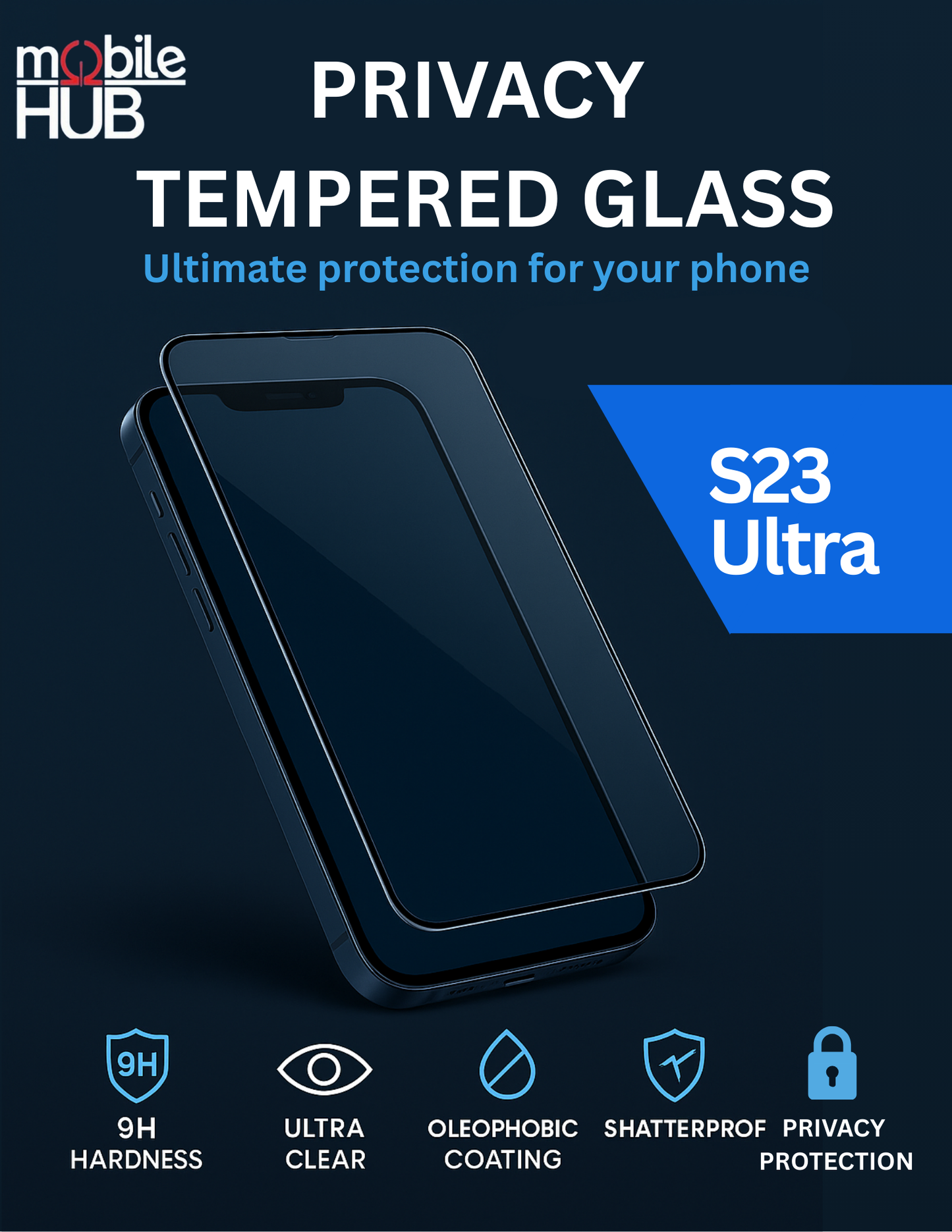 Privacy Tempered Glass for Samsung Galaxy S23UltraÊ 9H Hardness, Anti-Scratch, HD Clarity