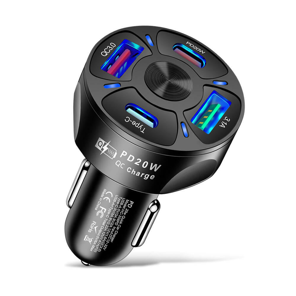 Adaptateur chargeur de voiture 4 ports 20 W à charge ultra rapide