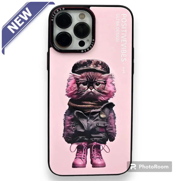 Coque MagSafe animée pour iPhone 16 Pro Max Chat Rose