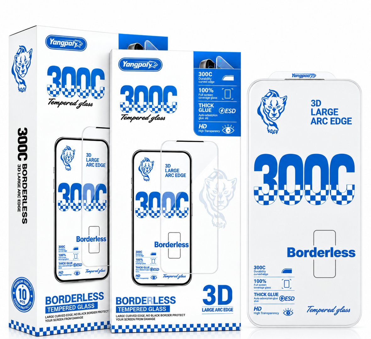 Borderless 300C Big Curve Edge Clear Screen Protector Glass With Speaker Mesh For Apple Iphone 18 Pro