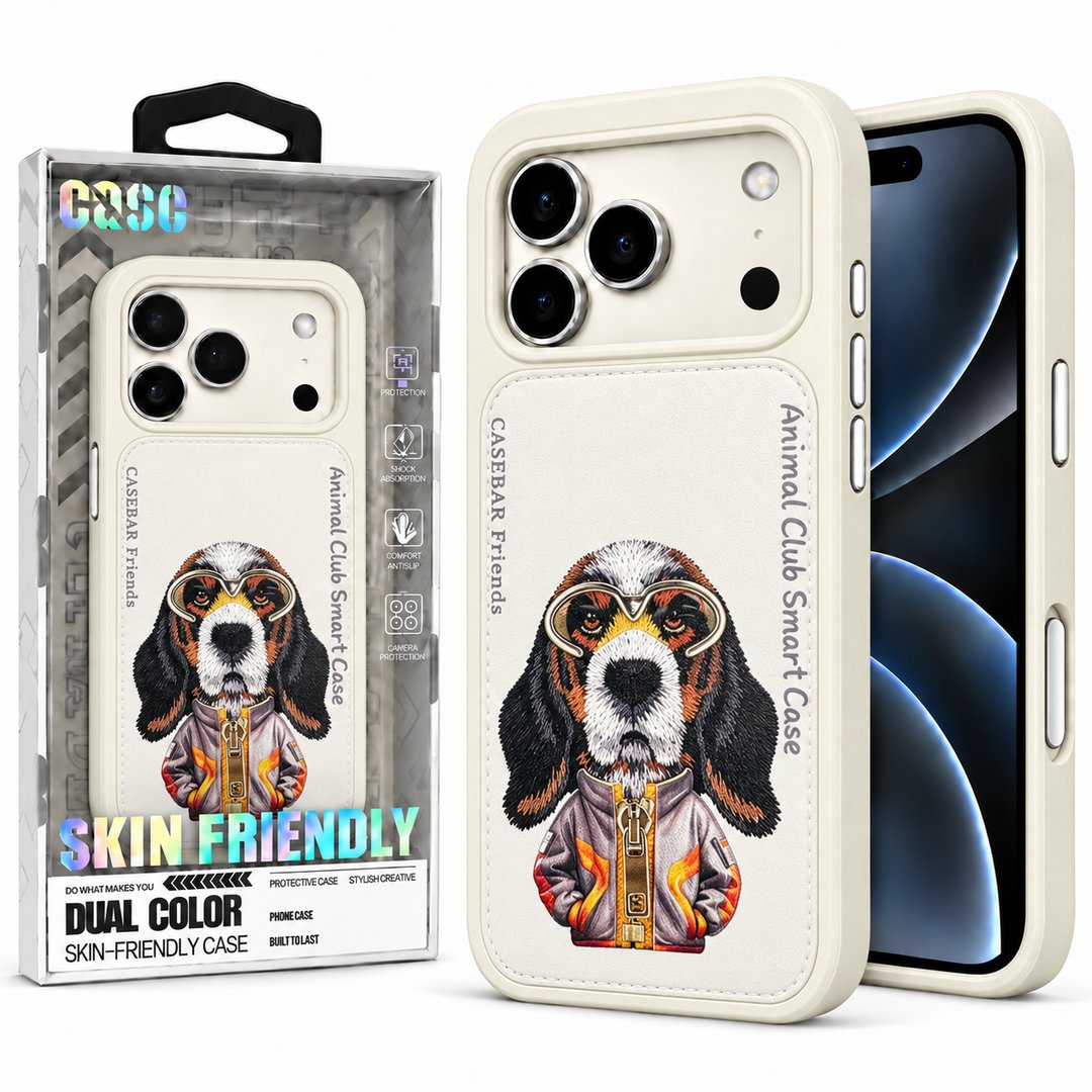 White ( Beagle ) Animal Club Smart Leather Case For Apple Iphone 18 Pro