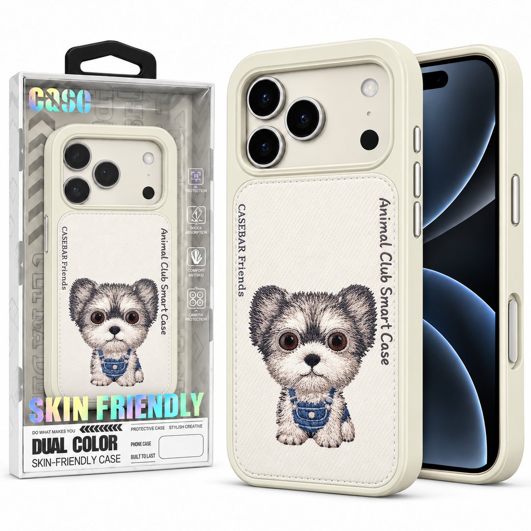 White ( Schnauzer ) Animal Club Smart Leather Case For Apple Iphone 18 Pro