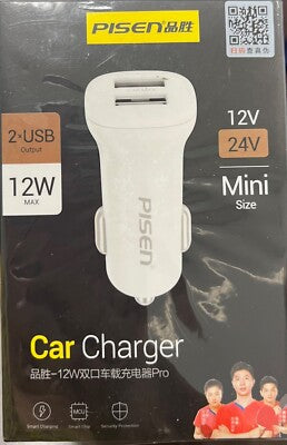 Chargeur de voiture rapide Pisen Dual Ports Mini - Noir