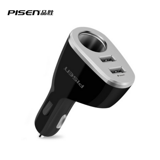 Chargeur de voiture double USB Pisen Noir