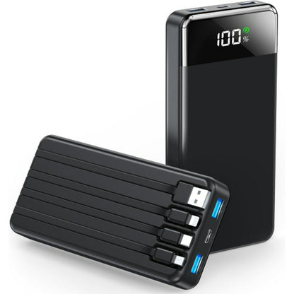 N6 Portable Charger 35000mAh Power Bank - Portable Battery with 4 Built in Cables