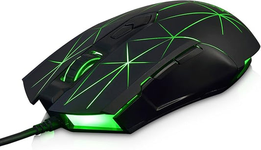 AJ52 Watcher RGB Gaming Mouse, Programmable 7 Buttons, Ergonomic LED Backlit USB Gamer Mice Computer Laptop PC, for Windows Mac OS Linux, Star Black