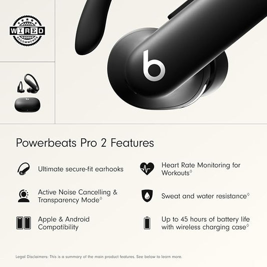 Beats earbuds by Dr. Dre Powerbeats Pro 2 In-Ear True Wireless Earbuds - Jet Black - Open box