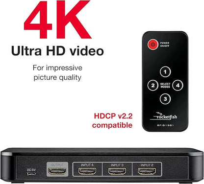 Rocketfish - Boîtier de commutation HDMI 4K à 4 ports
