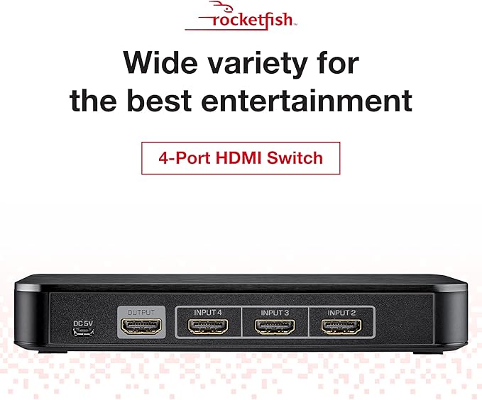 Rocketfish - Boîtier de commutation HDMI 4K à 4 ports