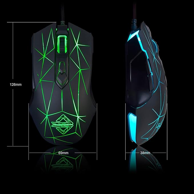 Souris de jeu AJ52 Watcher RGB, 7 boutons programmables, ergonomique, rétroéclairée LED, USB, pour ordinateur de bureau ou portable (PC), pour Windows, Mac OS, Linux, noir étoilé