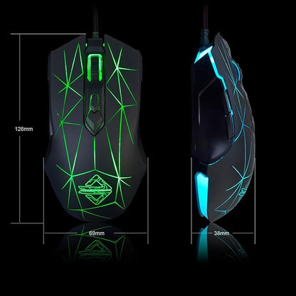 Souris de jeu AJ52 Watcher RGB, 7 boutons programmables, ergonomique, rétroéclairée LED, USB, pour ordinateur de bureau ou portable (PC), pour Windows, Mac OS, Linux, noir étoilé