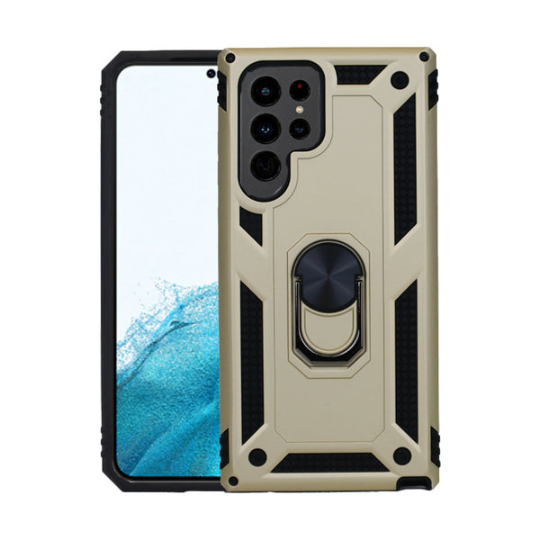 Coque anti-chute avec anneau métallique pour Samsung S22 Ultra