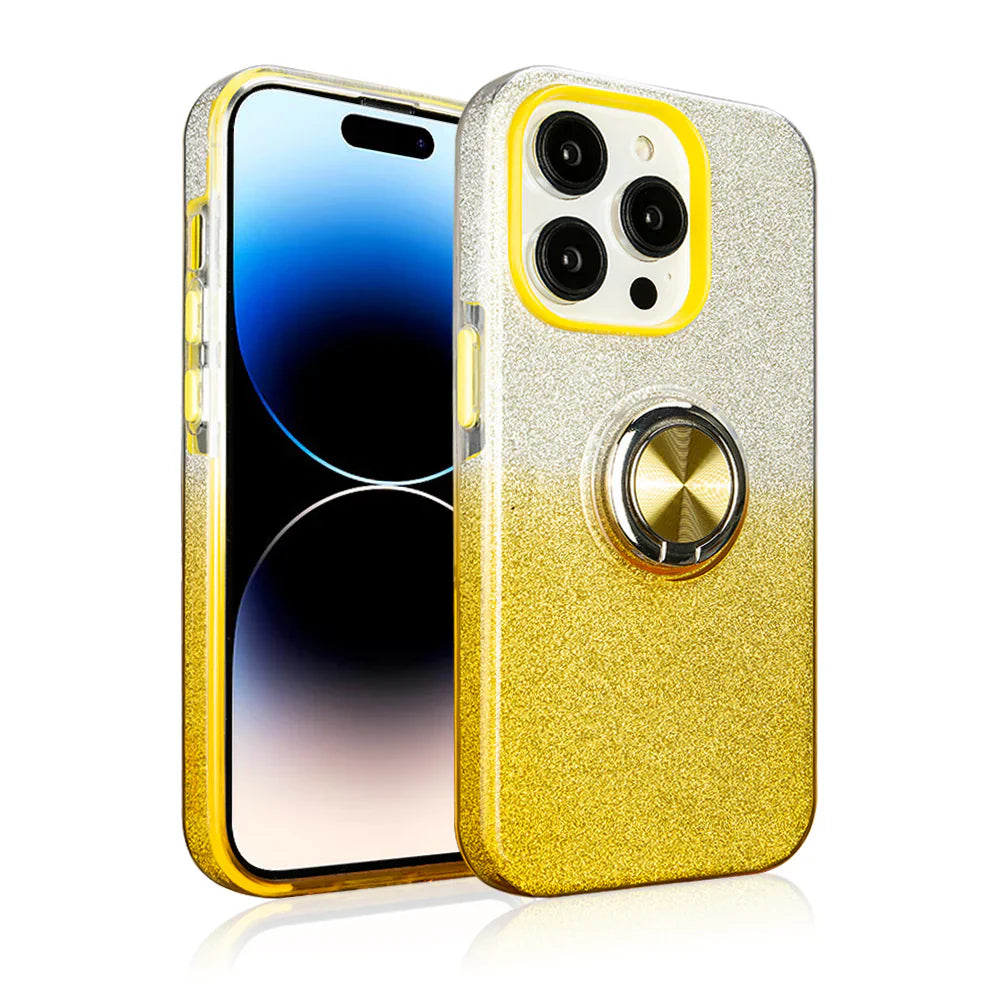Two tone 3pcs shiny ring case for iPhone 17 Pro Max