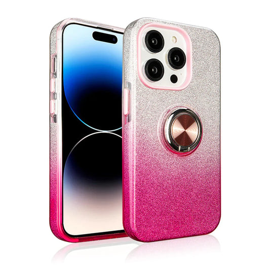 Two tone 3pcs shiny ring case for iPhone 17 Pro Max