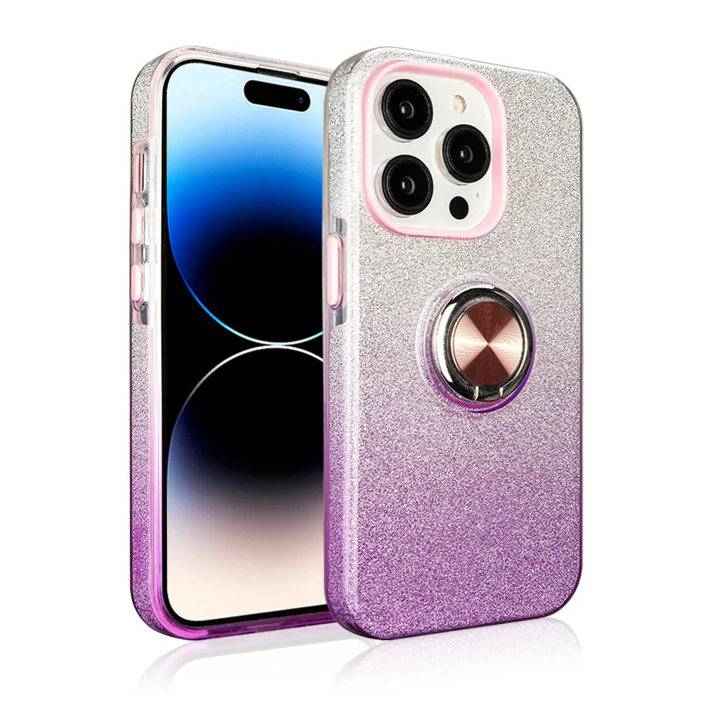 Two tone 3pcs shiny ring case for iPhone 17 Pro Max