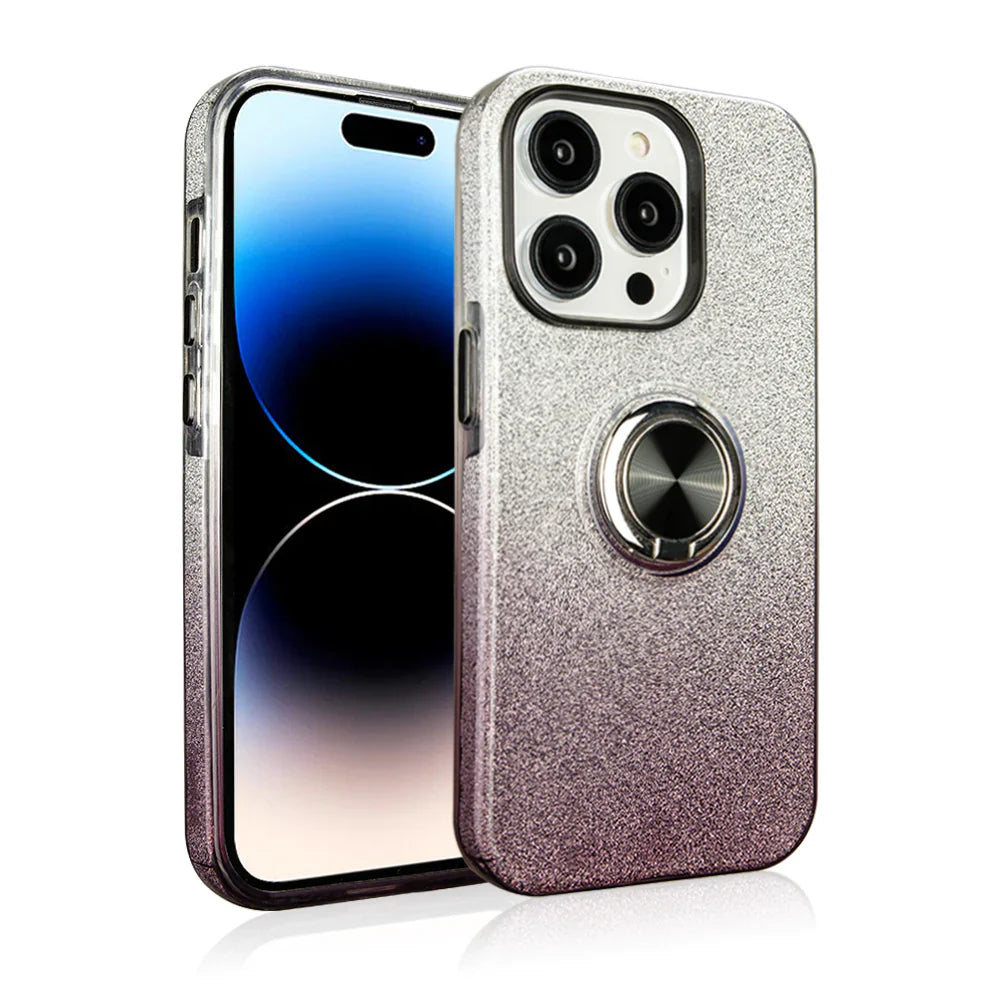 Two tone 3pcs shiny ring case for iPhone 17 Pro Max