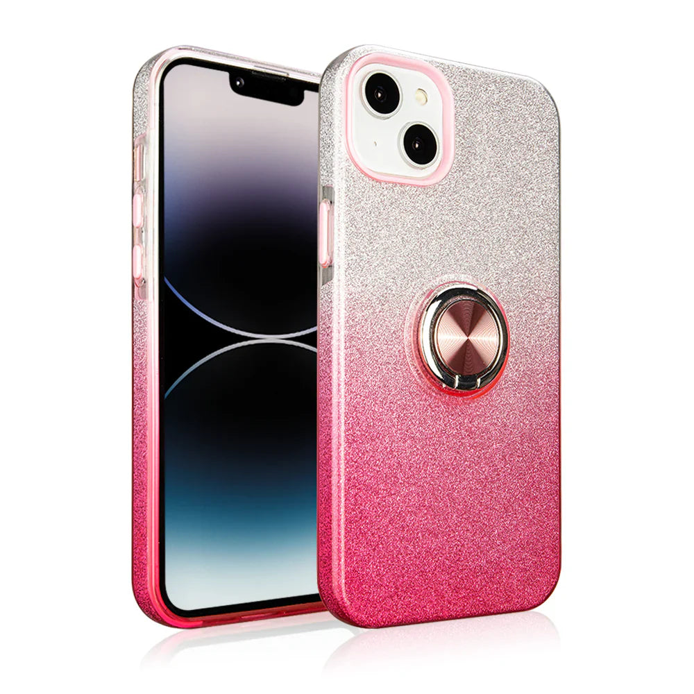 Two tone 3pcs shiny ring case for iPhone 17 Pro Max