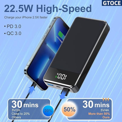 N6 Portable Charger 35000mAh Power Bank - Portable Battery with 4 Built in Cables