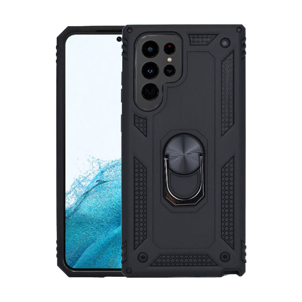 Coque anti-chute avec anneau métallique pour Samsung S22 Ultra