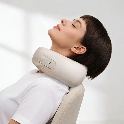 Neck massager. 360° encircling neck support. Close-fit massage, precise kneading. 40°C heat therapy.
