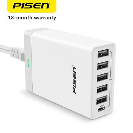 Chargeur mural USB 6 (5 USB + 1 Type C - 40W)