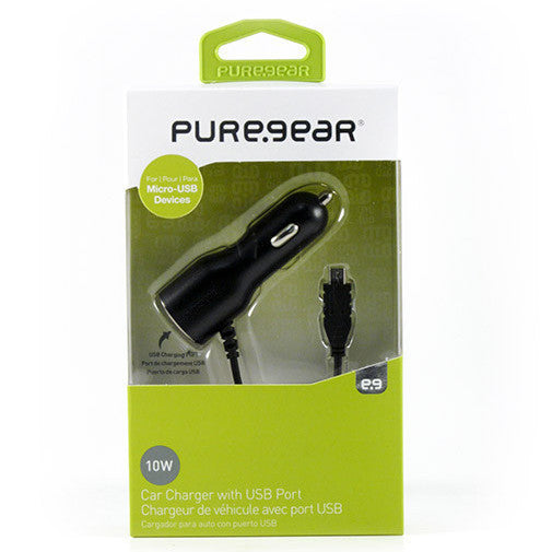 Chargeur de voiture filaire PureGear - Adaptateur d'alimentation pour voiture