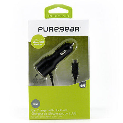 Chargeur de voiture filaire PureGear - Adaptateur d'alimentation pour voiture