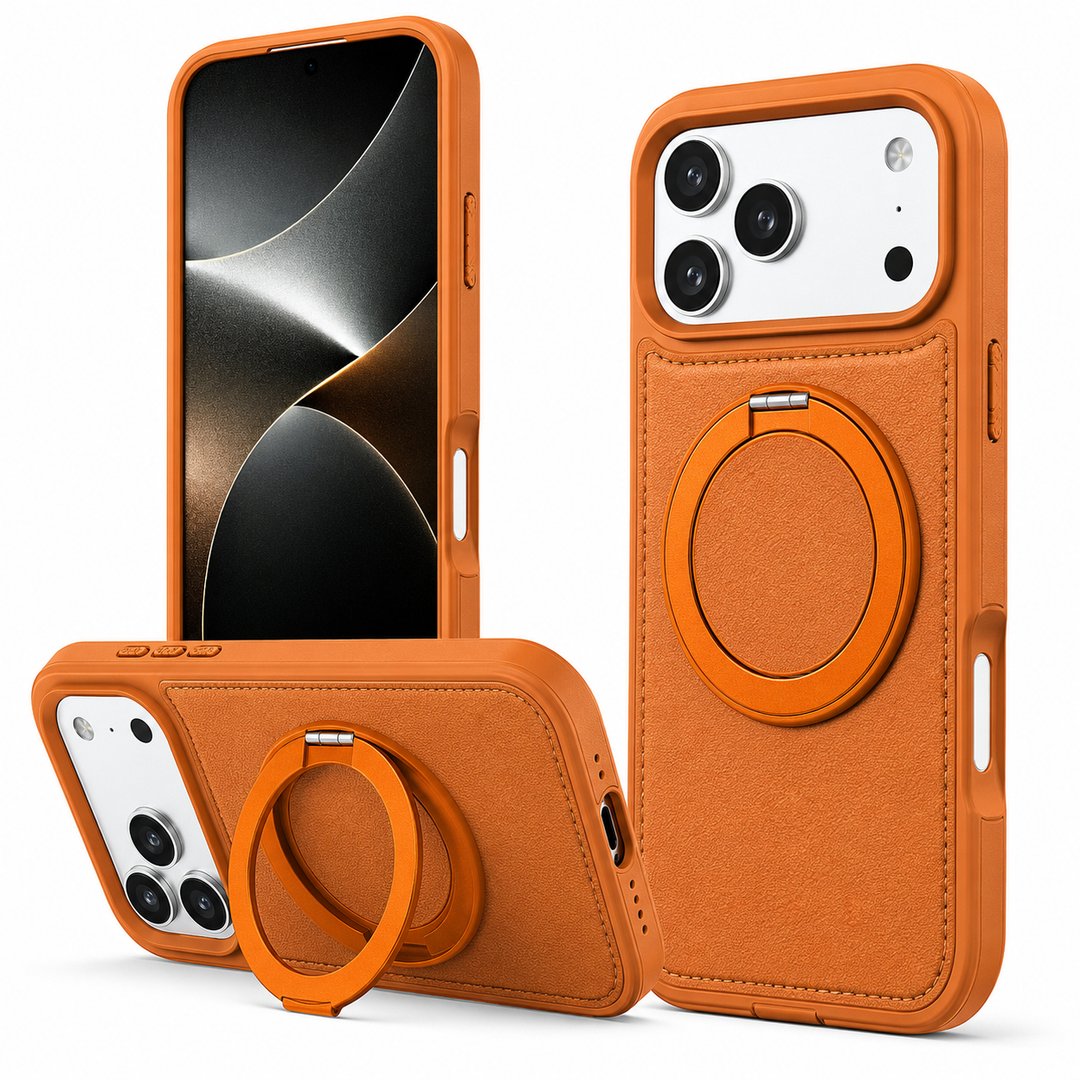 Leather Magsafe 360 Ring Case For Apple Iphone 18 pro max