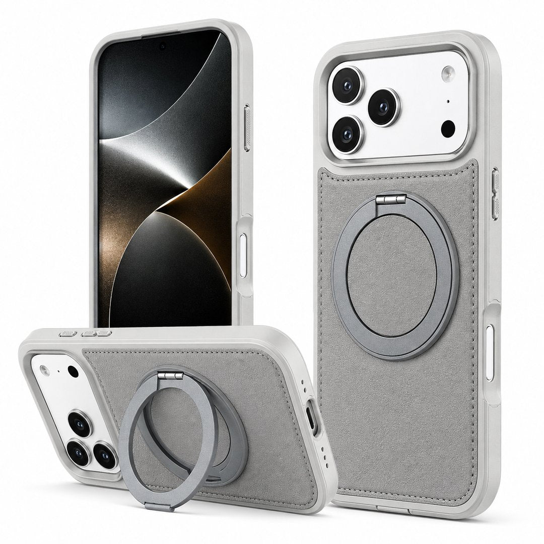 Leather Magsafe 360 Ring Case For Apple Iphone 18 pro max