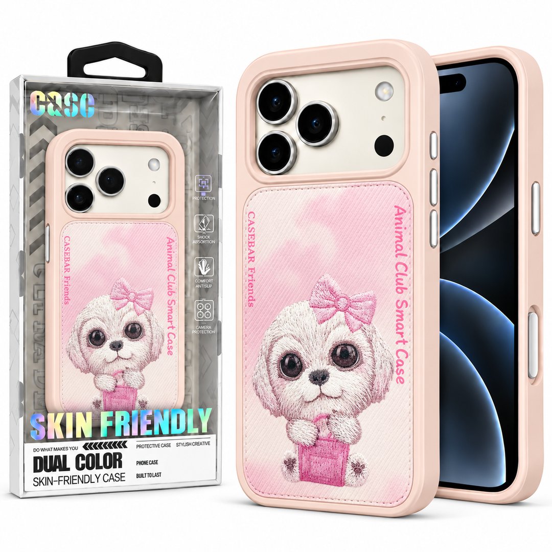 Pink ( Maltese ) Animal Club Smart Leather Case For Apple Iphone 18 Pro