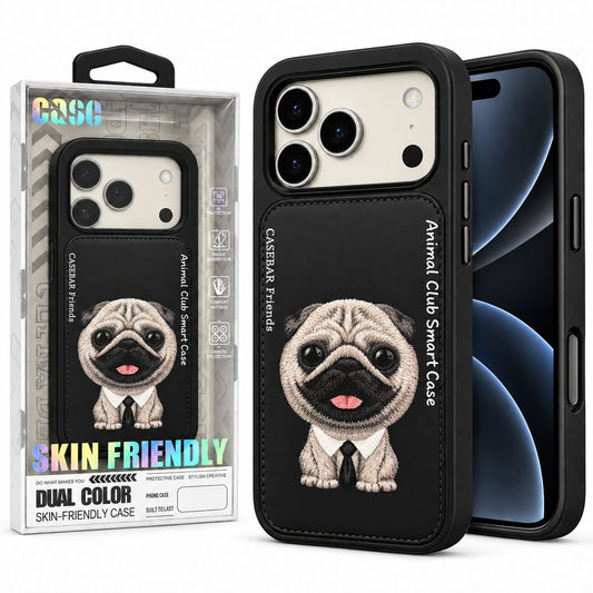 Black ( Pug ) Animal Club Smart Leather Case For Apple Iphone 18 Pro Max