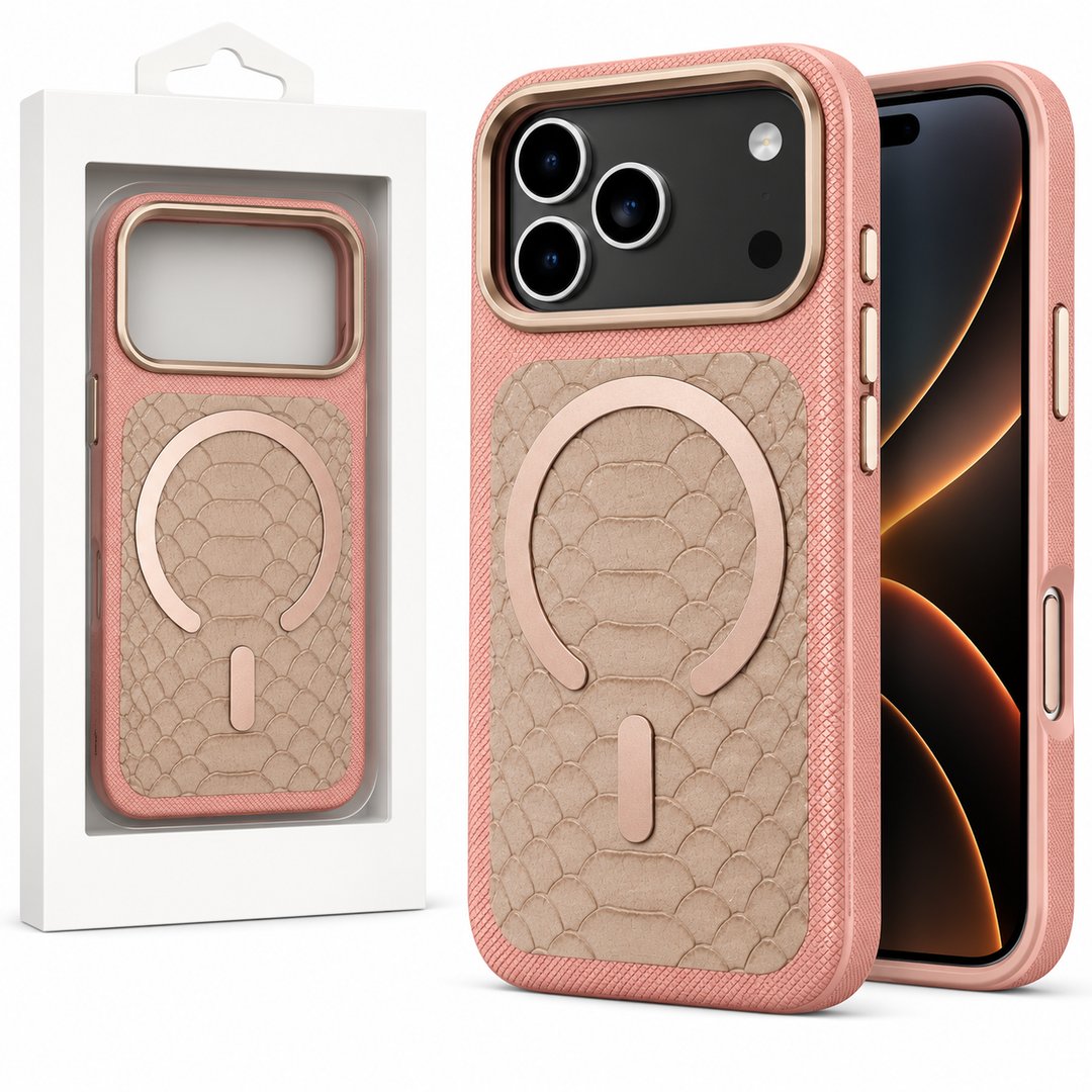 Crocodile Texture MagSafe Case with Metallic Camera Protection For Apple Iphone 18 Pro