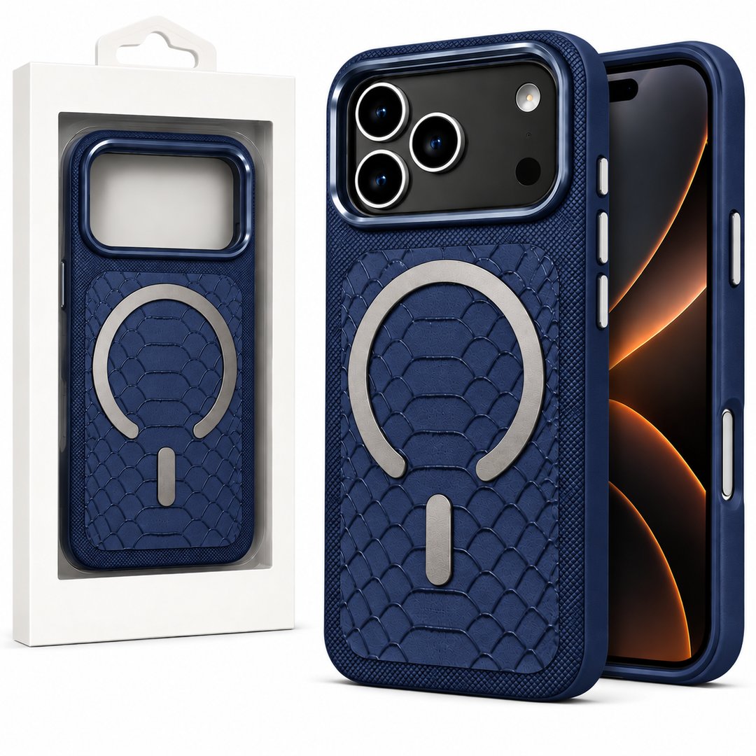 Crocodile Texture MagSafe Case with Metallic Camera Protection For Apple Iphone 18 Pro
