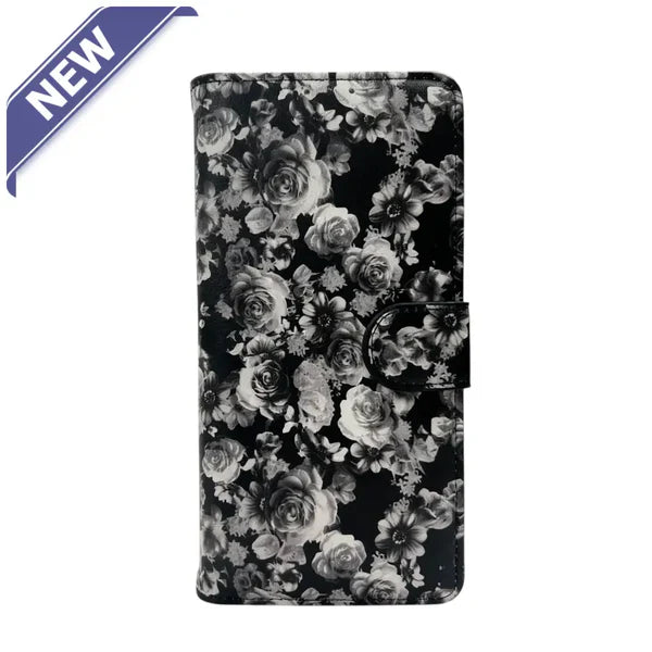 Étui portefeuille gonflé à motif floral pour Samsung S24