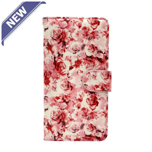 Étui portefeuille gonflé à motif floral pour Samsung S24