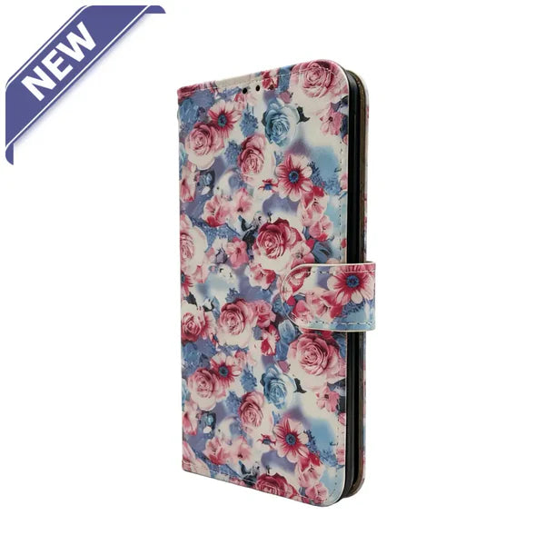 Étui portefeuille gonflé à motif floral pour Samsung S24