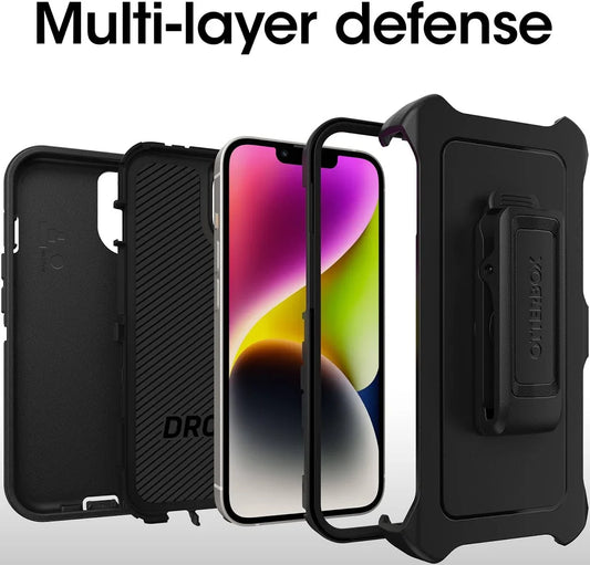 OtterBox Defender Series Case for iPhone 13, 14, 15 Black Rugged Protective Cover